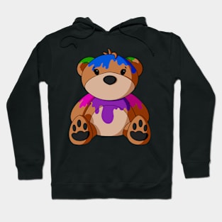 Paint Splatter Teddy Bear Hoodie